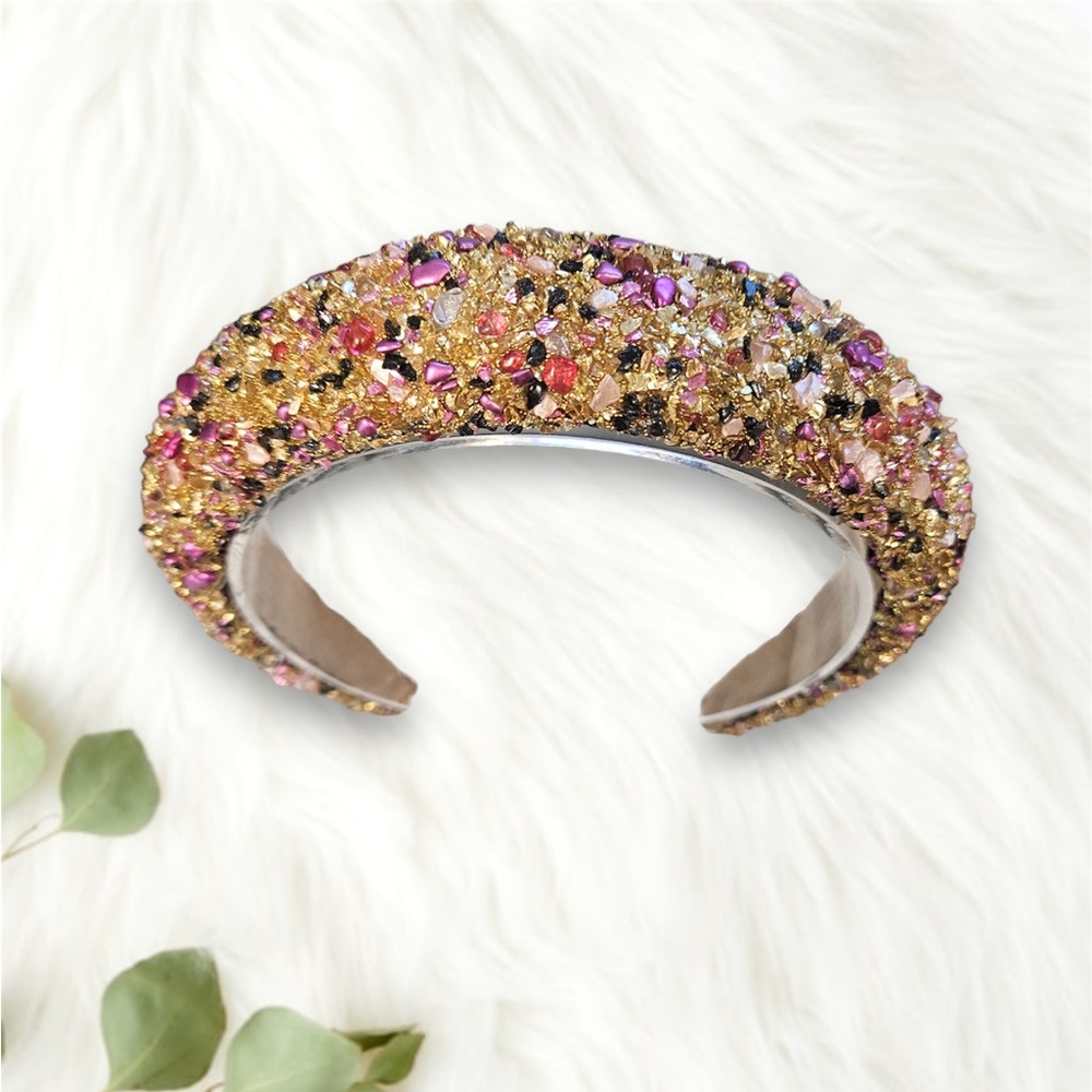 063 - Luxury Crystal Candy Sponge Wide Edge Hair Band